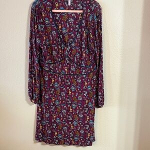 Xhilaration Burgundy Floral Long Sleeve Dress